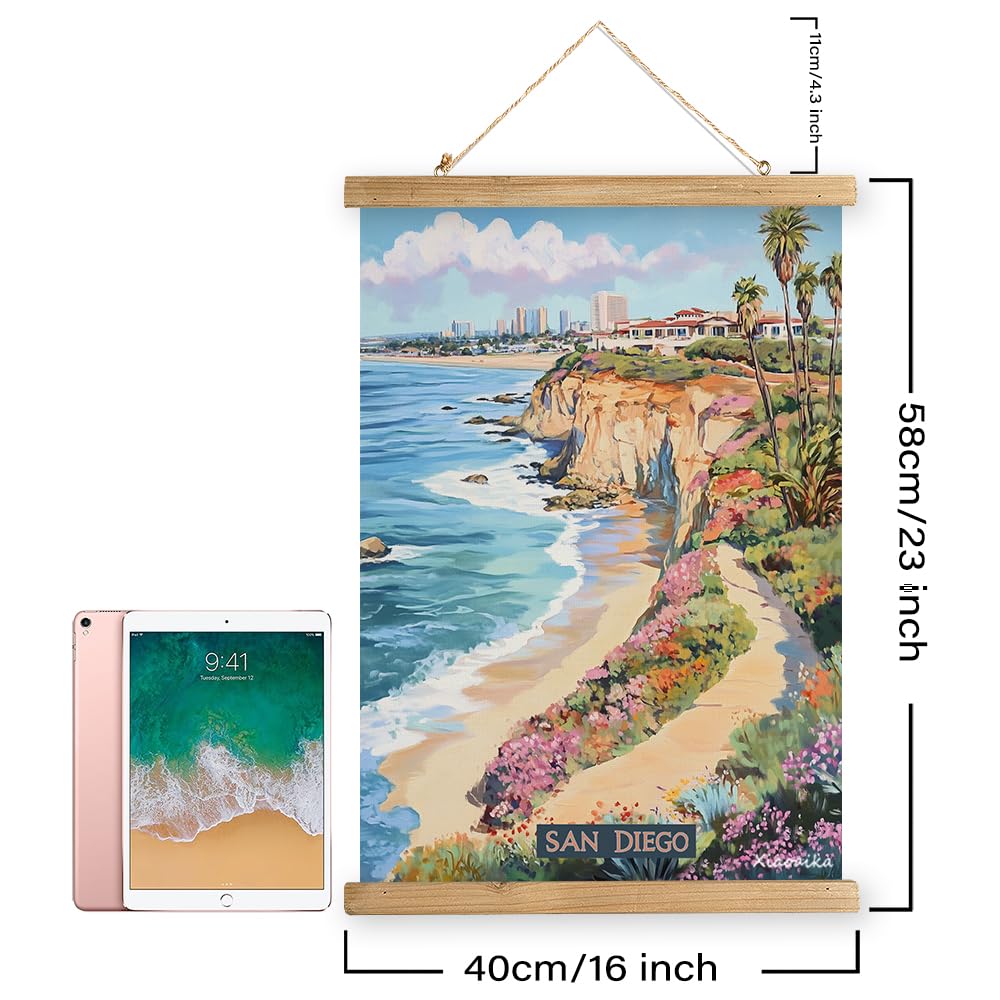 Amazon.com: XIAOAIKA San Diego Coastal View Wall Art Vintage